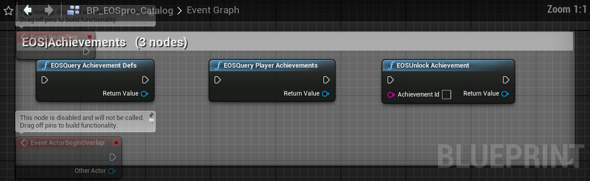 EOSpro Achievements Blueprint nodes