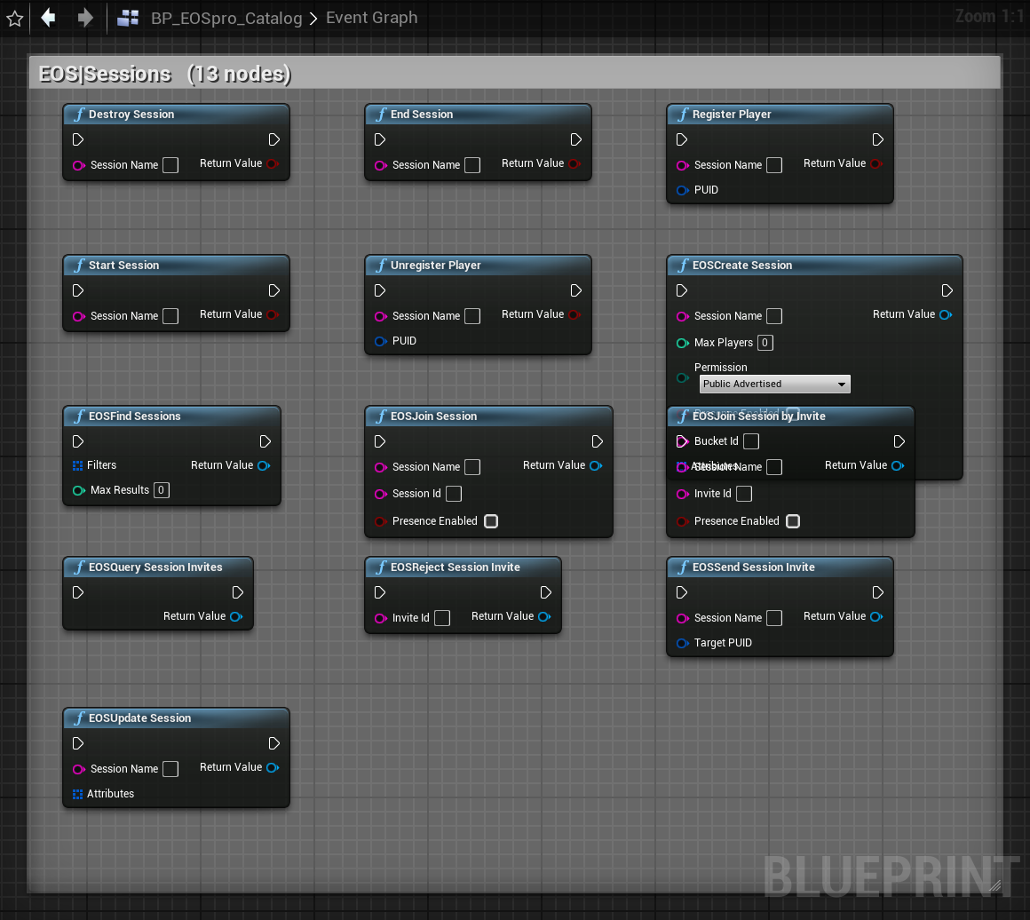 EOSpro Sessions Blueprint nodes