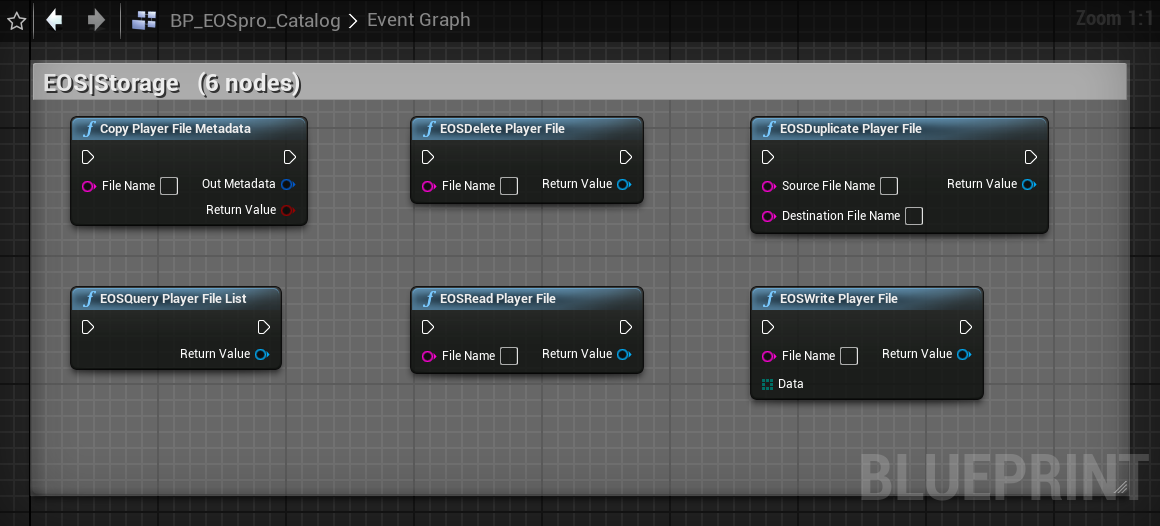 EOSpro Player Data Storage Blueprint nodes